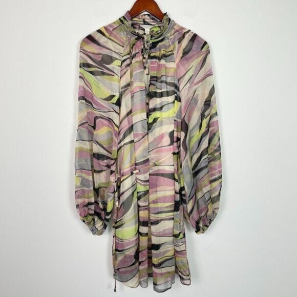 Ted Baker Zeenaa Blouson Sleeve Zebra Print Mini Dress Dusty Pink Ted 2/ US 6 - Picture 3 of 11